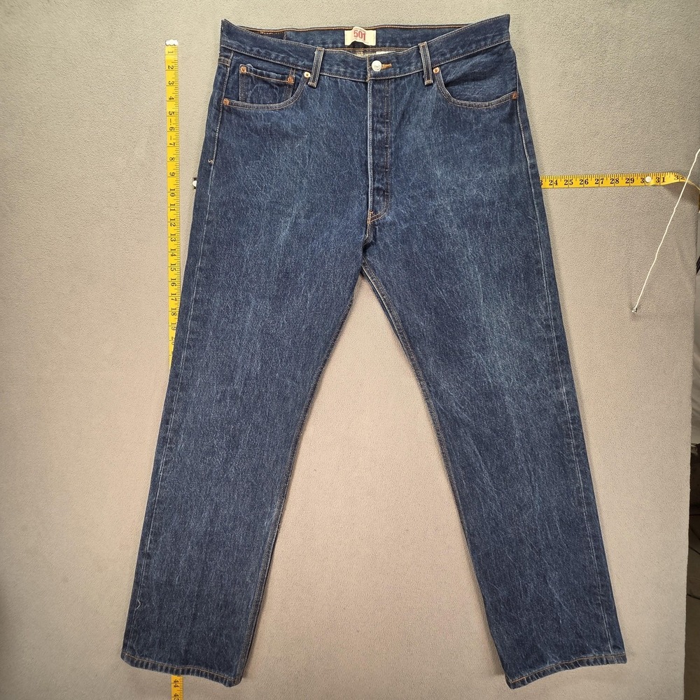 Levis 501 Jeans Mens‎ Medium Wash Blue Regular Straight Button Fly Fits 36x31